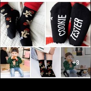 NWT Kids Gingerbread Christmas Holiday Socks- Black